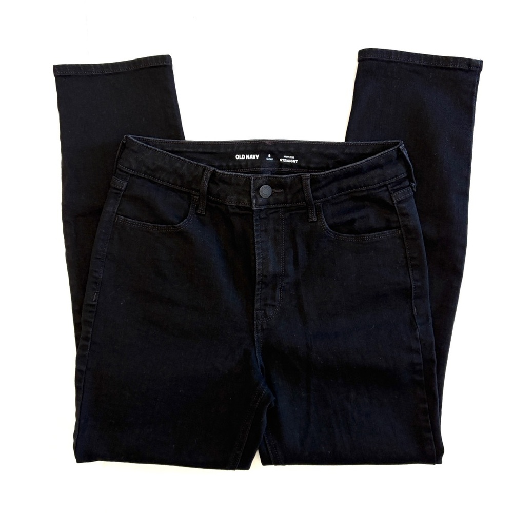 Old Navy Womens Jeans Wow High Rise Straight Black Jack Size 8 Short